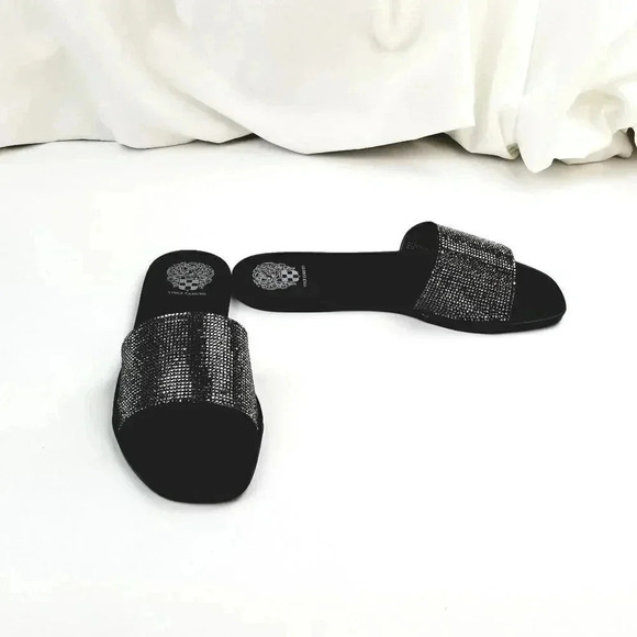 Vince Camuto Women's Jaquell Black Smoke Rhinestone Embossed Jelly Sandal Slide - Picture 3 of 12